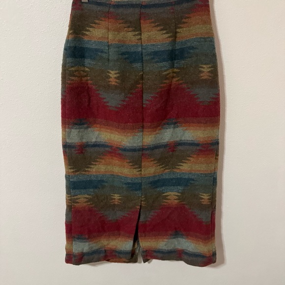 Vintage Express Jeans Wool Southwestern Tapestry Wrap Midi Skirt Multi Italy-S - Picture 2 of 8